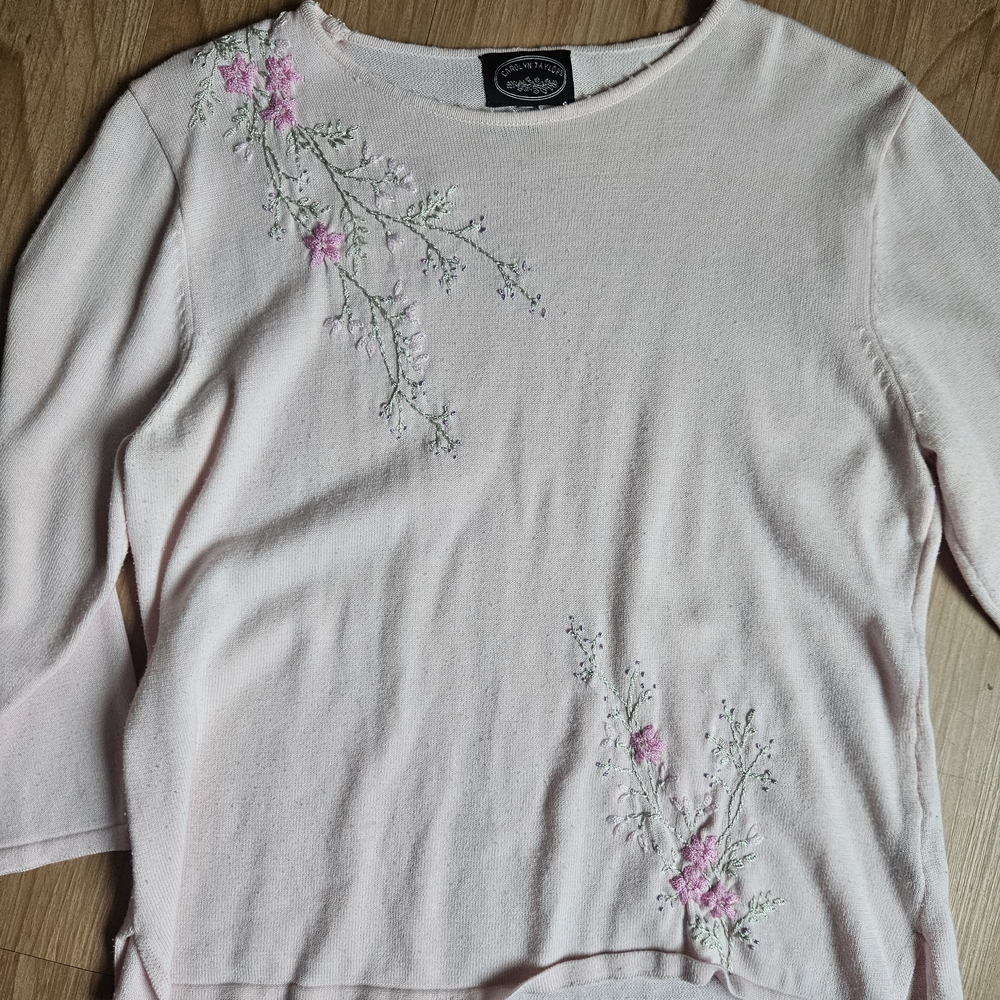Carolyn Taylor Light Pink Embroidered Sweater